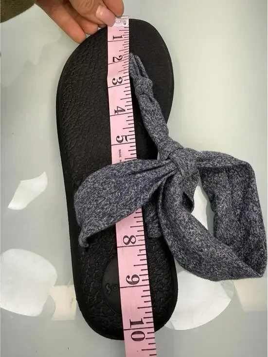 Sanuk Yoga Sling Sandals Women’s Black Blue Fabric Thong Comfort Flat Slip On 9 - Picture 7 of 8